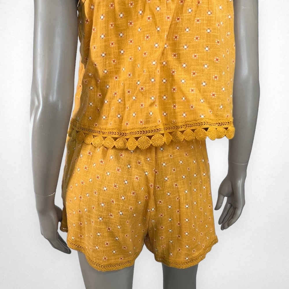 AERIE M Marigold Shoulder Tie Layered Romper Summer Vacation - Picture 4 of 13